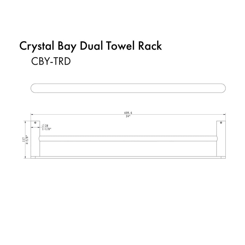 ZLINE Crystal Bay Double Towel Rail CBY-TRD-BN by Farmhouse Kitchen and Bath