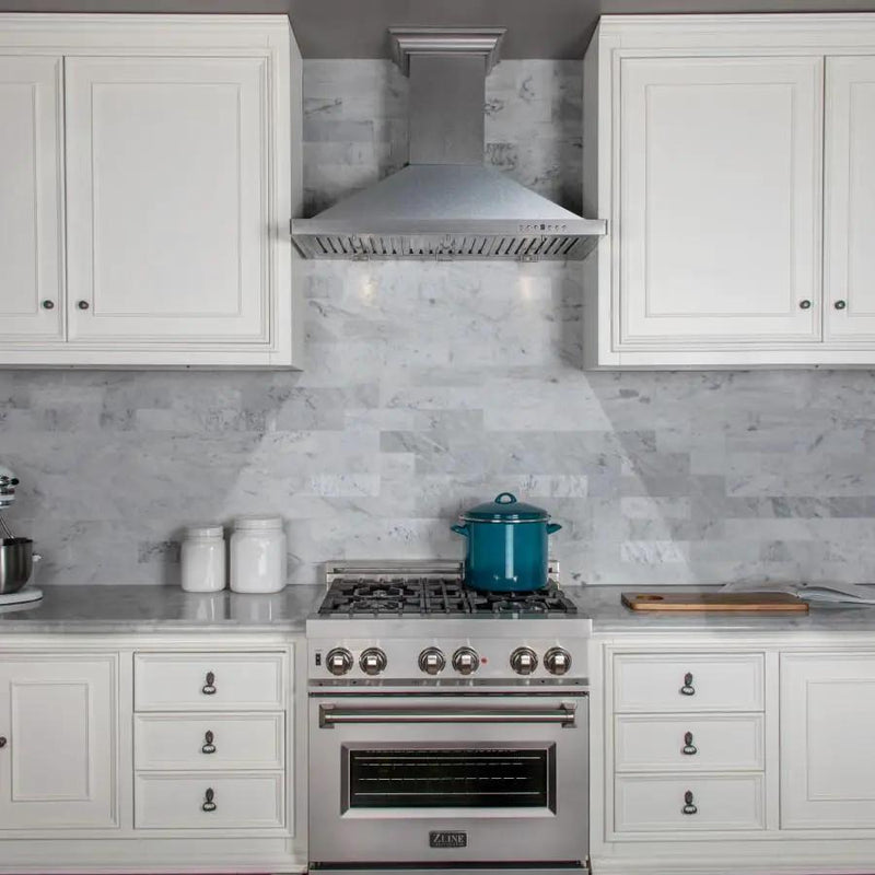 ZLINE Designer Series DuraSnow® Wall Mount Range Hood 8KBS-48 by Farmhouse Kitchen and Bath
