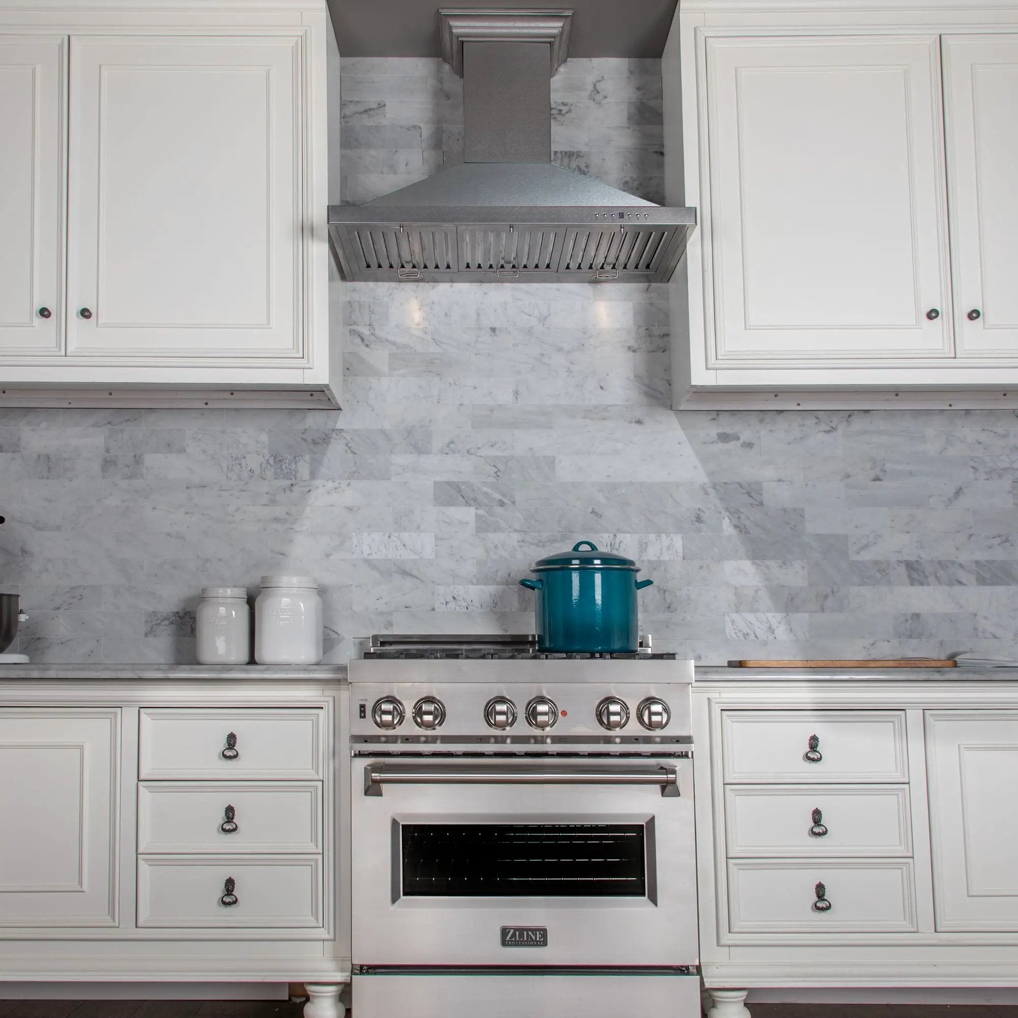 ZLINE Designer Series DuraSnow® Wall Mount Range Hood 8KBS-48 by Farmhouse Kitchen and Bath