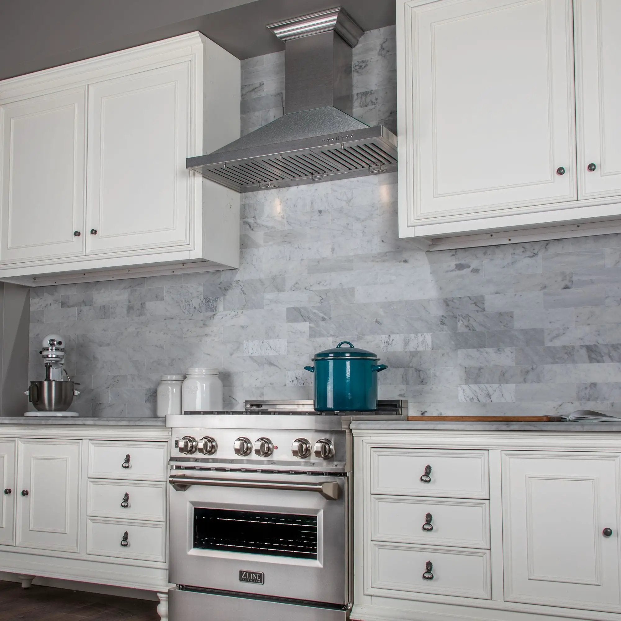 ZLINE Designer Series DuraSnow® Wall Mount Range Hood 8KBS-48 by Farmhouse Kitchen and Bath