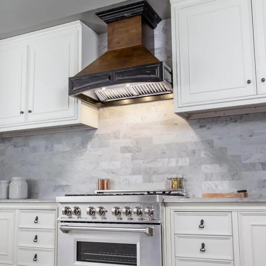 ZLINE 42" Wooden Wall Range Hood, Antigua and Walnut, 321AR-RS-42-400 by Farmhouse Kitchen and Bath