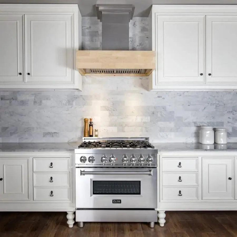 ZLINE 30" Wooden Wall Mount Range Hood, Butcher Block, 681M-30 by Farmhouse Kitchen and Bath