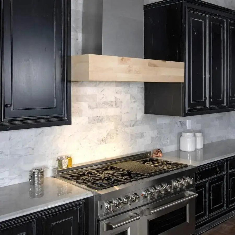 ZLINE 30" Wooden Wall Mount Range Hood, Butcher Block, 681M-30 by Farmhouse Kitchen and Bath