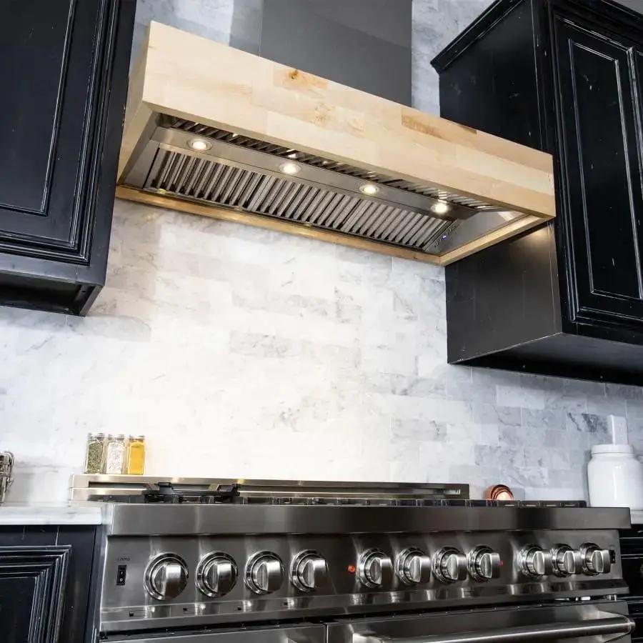 ZLINE 36" Wooden Wall Mount Range Hood, Butcher Block, 681M-36 by Farmhouse Kitchen and Bath