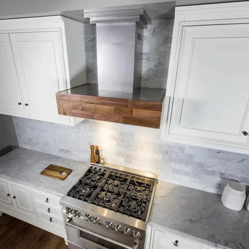 ZLINE 30" Wooden Wall Mount Range Hood Butcher Block, 681W-30 by Farmhouse Kitchen and Bath