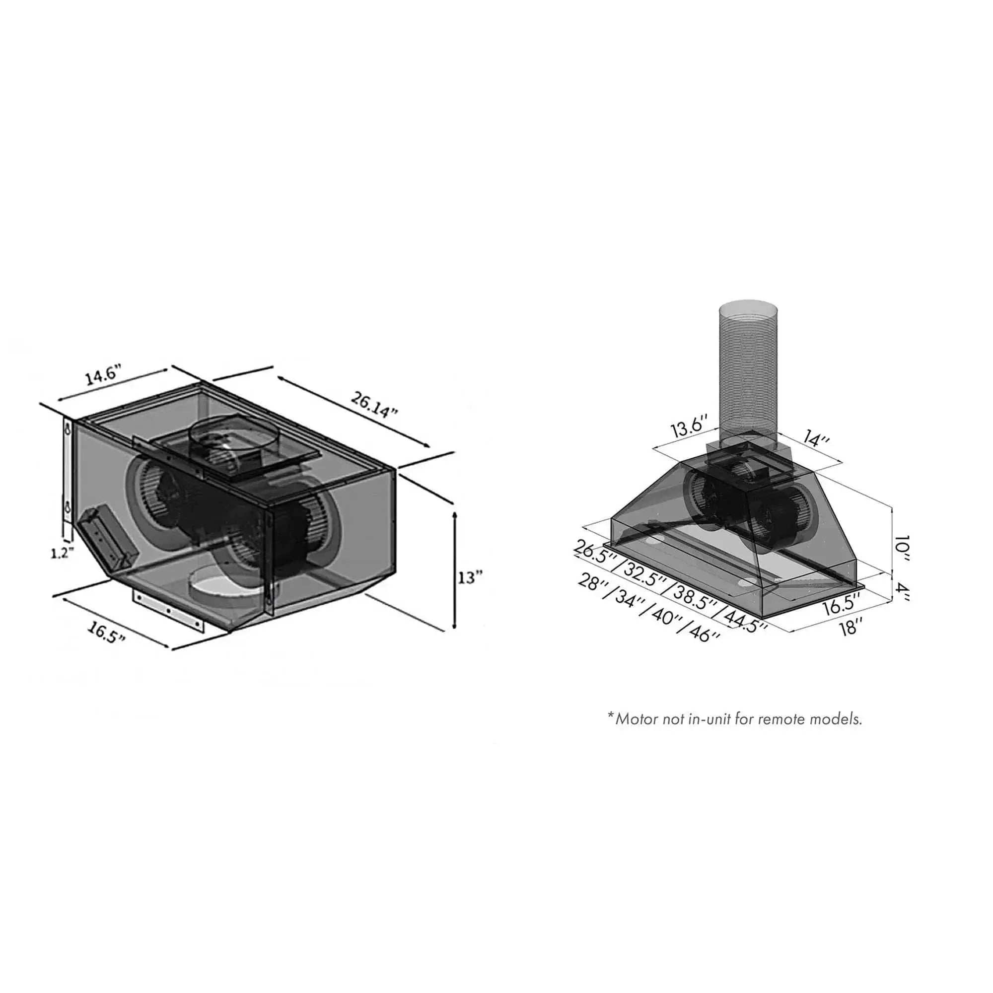 ZLINE Ducted Remote Blower Range Hood Insert in Stainless Steel 698-RD-46 by Farmhouse Kitchen and Bath
