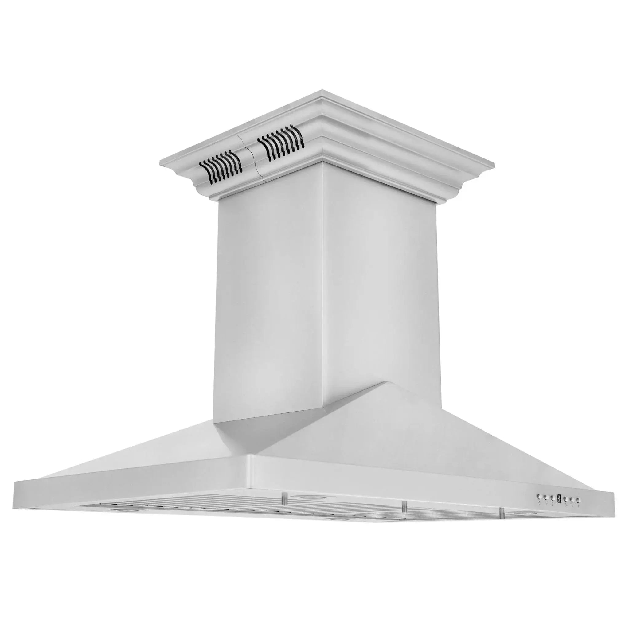 ZLINE Ducted Vent Island Mount Range Hood in Stainless Steel with Built-in ZLINE CrownSound Bluetooth Speakers GL1iCRN-BT-36 by Farmhouse Kitchen and Bath