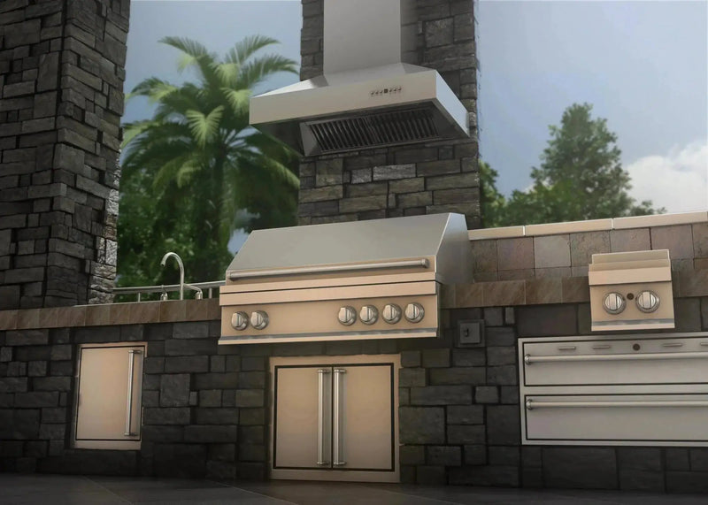 ZLINE Ducted Wall Mount Range Hood in Outdoor Approved Stainless Steel 697-304-48 by Farmhouse Kitchen and Bath