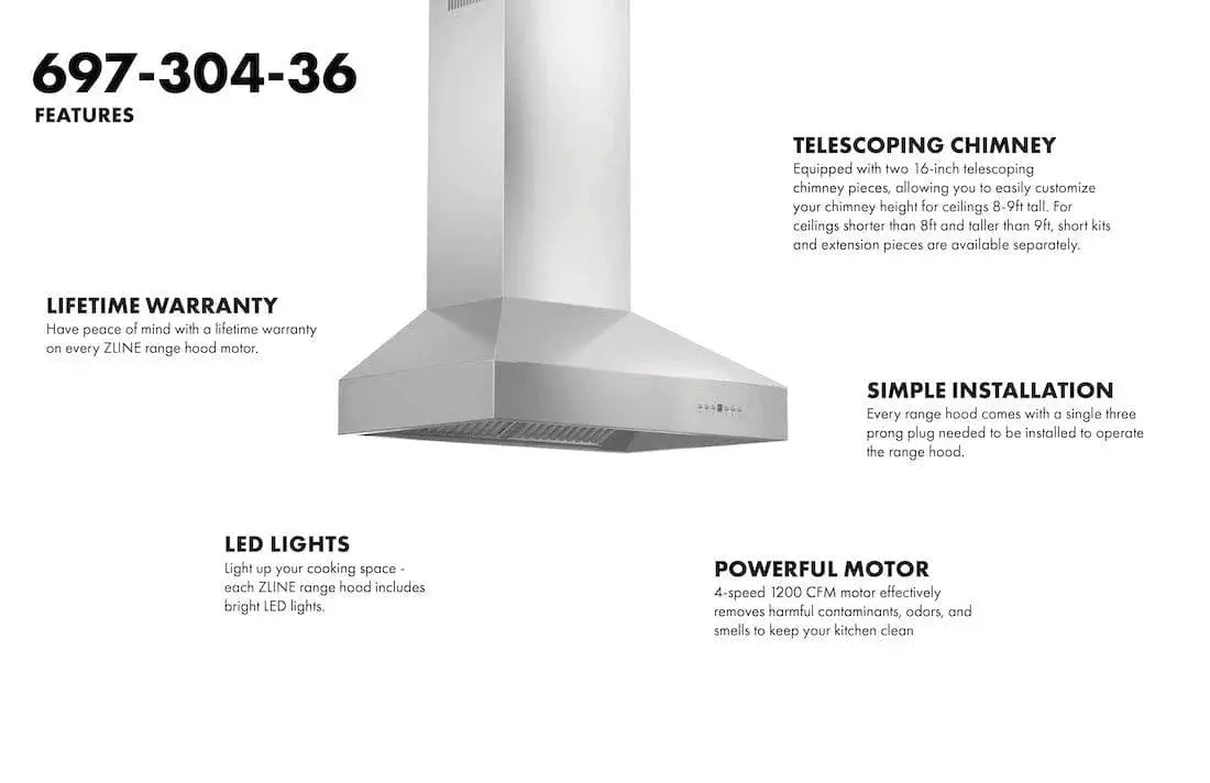 ZLINE Ducted Wall Mount Range Hood in Outdoor Approved Stainless Steel 697-304-60 by Farmhouse Kitchen and Bath