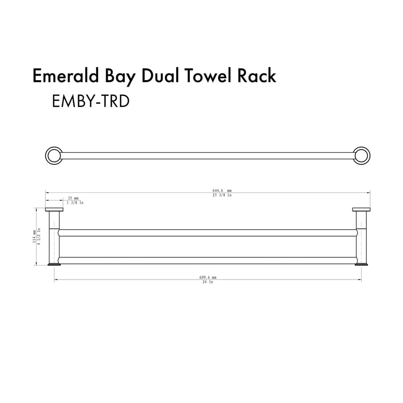 ZLINE Emerald Bay Double Towel Rail EMBY-TRD-BN by Farmhouse Kitchen and Bath