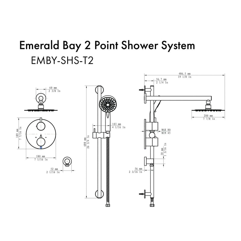 ZLINE Emerald Bay Thermostatic Shower System EMBY-SHS-T2-PG by Farmhouse Kitchen and Bath