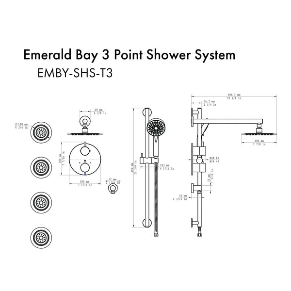 ZLINE Emerald Bay Thermostatic Shower System with Body Jets EMBY-SHS-T3-BN, photo 2 of 2