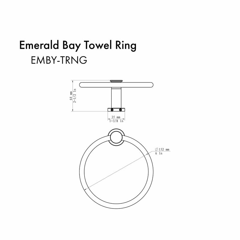 ZLINE Emerald Bay Towel Ring EMBY-TRNG-CH by Farmhouse Kitchen and Bath