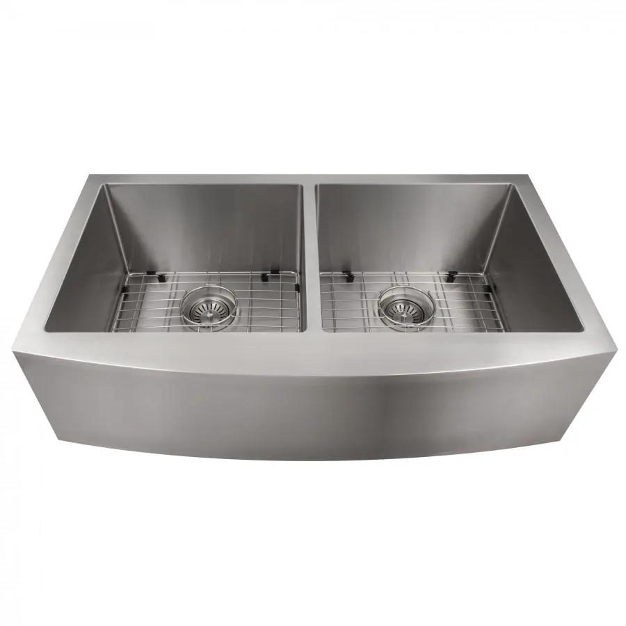 ZLINE Farmhouse 36" Double Bowl Apron Sink Stainless Steel, SA50D-36 by Farmhouse Kitchen and Bath