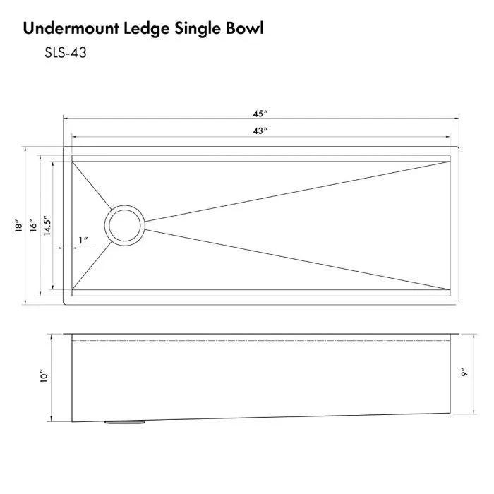 ZLINE Garmisch 43" Undermount Single Bowl Sink, Stainless Steel,SLS-43 by Farmhouse Kitchen and Bath