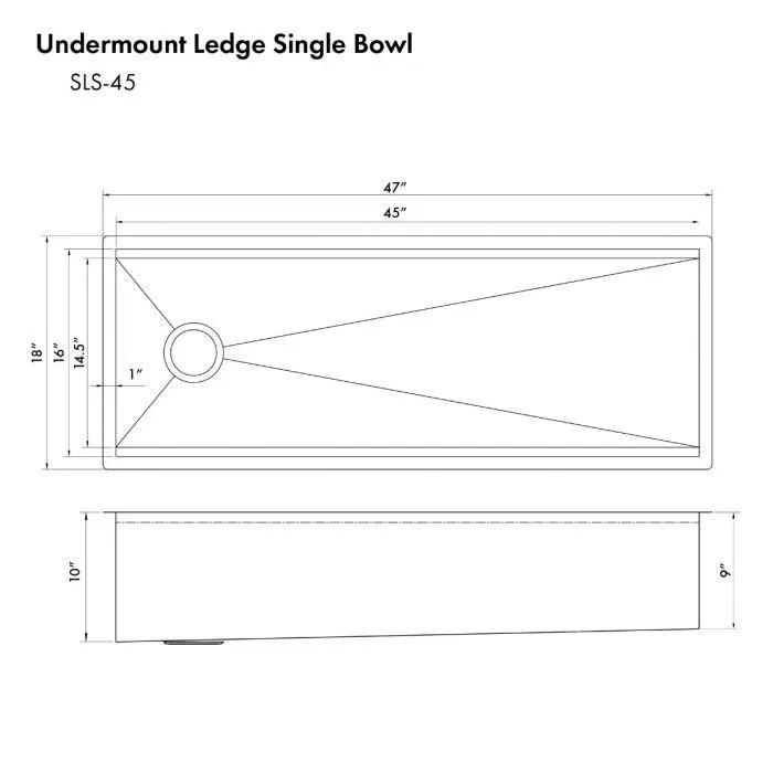 ZLINE Garmisch 45" Undermount Single Bowl, DuraSnow Stainless, SLS-45S by Farmhouse Kitchen and Bath