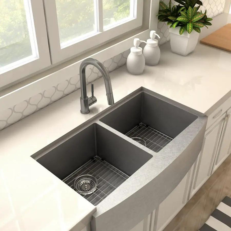 ZLINE Gemini Kitchen Faucet in Gun Metal, GEM-KF-GM by Farmhouse Kitchen and Bath