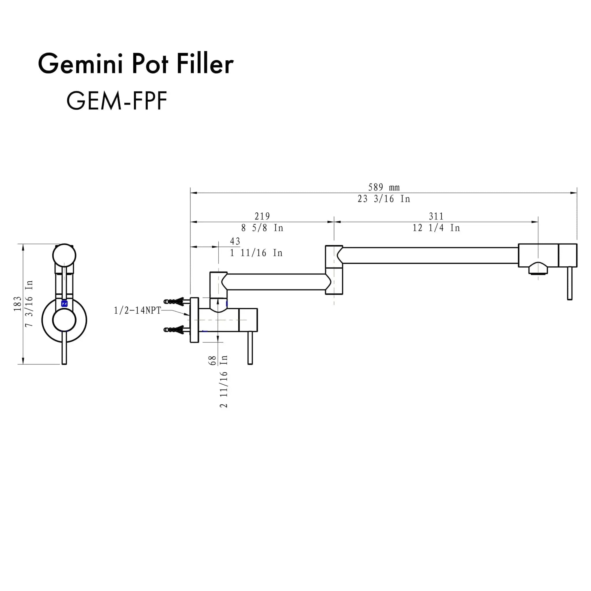 ZLINE Gemini Pot Filler GEM-FPF-CB by Farmhouse Kitchen and Bath