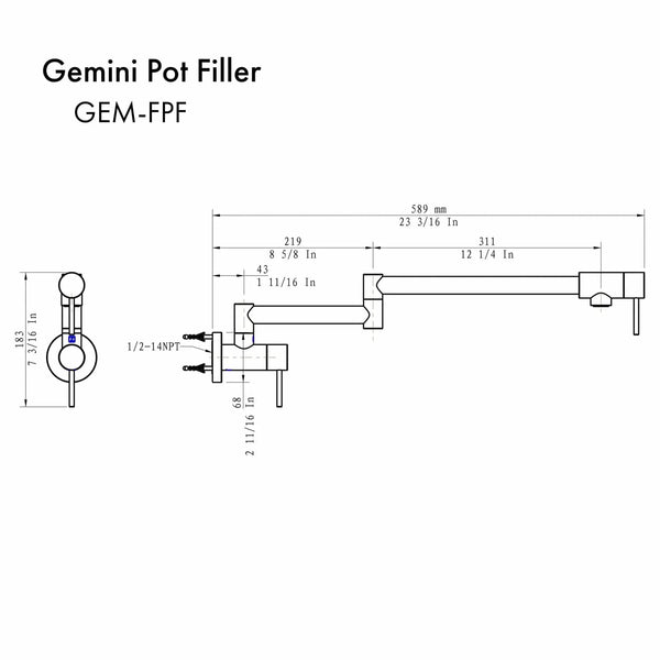 ZLINE Gemini Pot Filler GEM-FPF-CH, photo 2 of 2