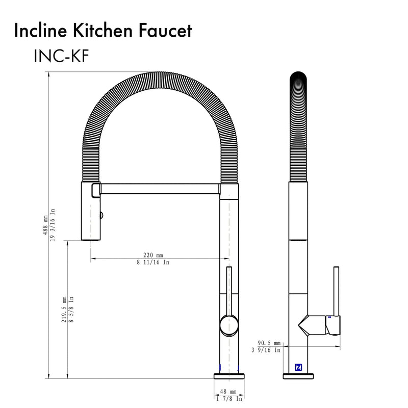 ZLINE Incline Kitchen Faucet INC-KF-BN by Farmhouse Kitchen and Bath