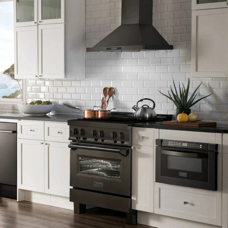 ZLINE Induction Range with a 4 Element Stove and Electric Oven in Black Stainless Steel RAIND-BS-30 by Farmhouse Kitchen and Bath