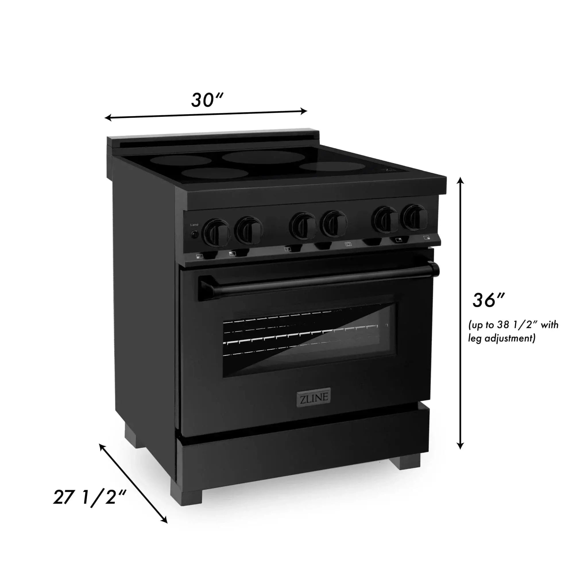 ZLINE Induction Range with a 4 Element Stove and Electric Oven in Black Stainless Steel RAIND-BS-30 by Farmhouse Kitchen and Bath