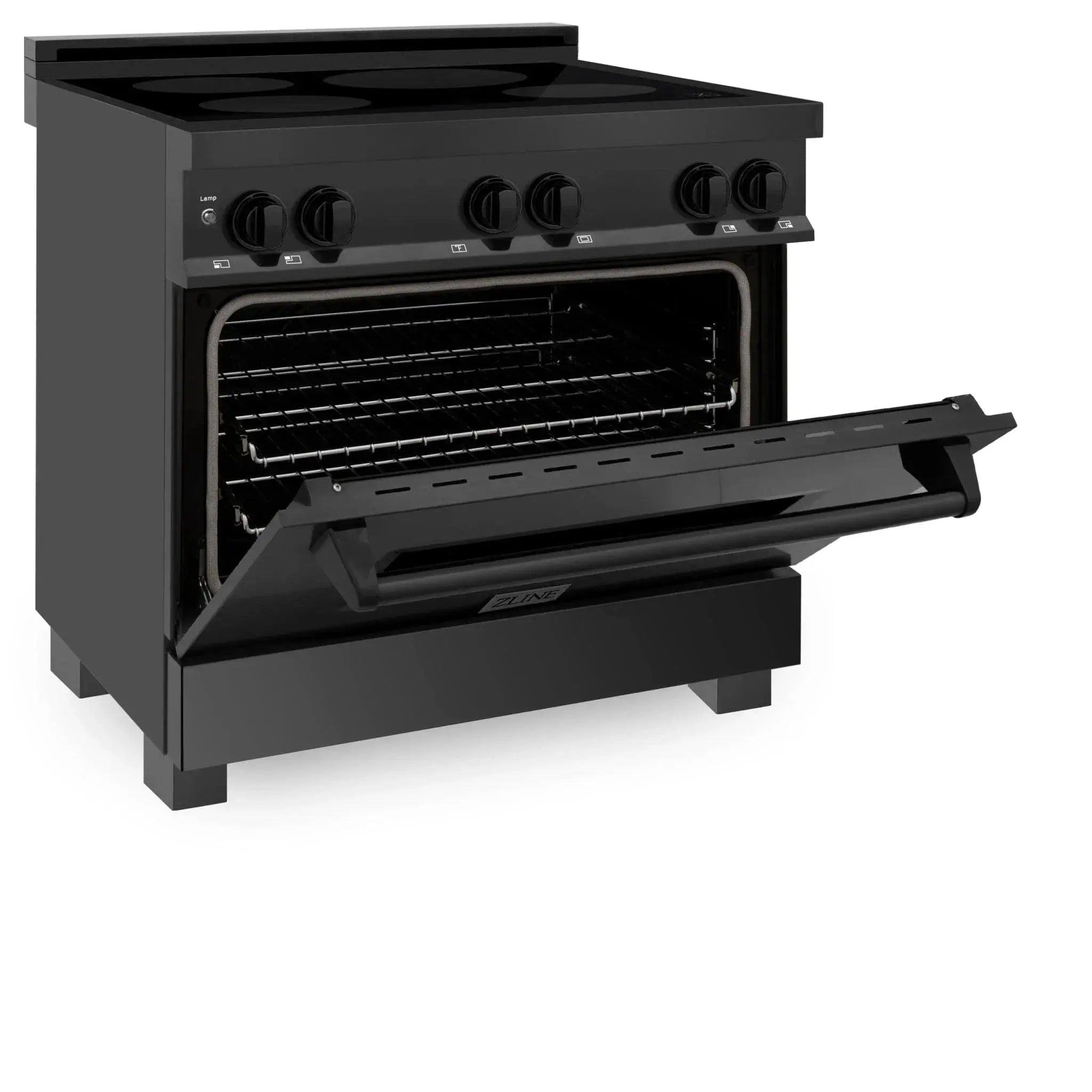 ZLINE Induction Range with a 4 Element Stove and Electric Oven in Black Stainless Steel RAIND-BS-36 by Farmhouse Kitchen and Bath