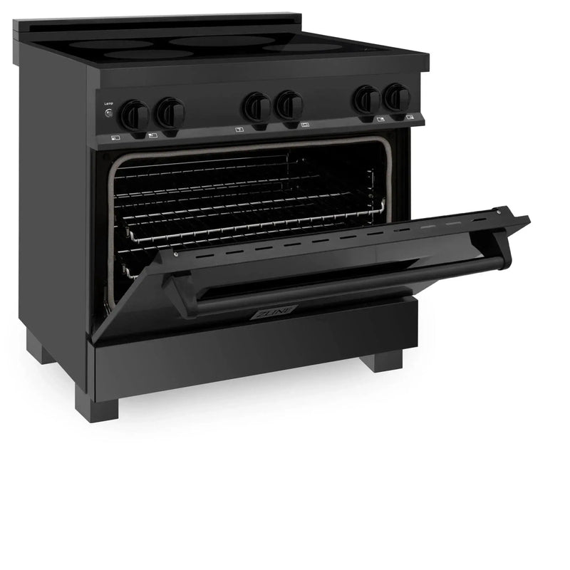 ZLINE Induction Range with a 4 Element Stove and Electric Oven in Black Stainless Steel RAIND-BS-36 by Farmhouse Kitchen and Bath