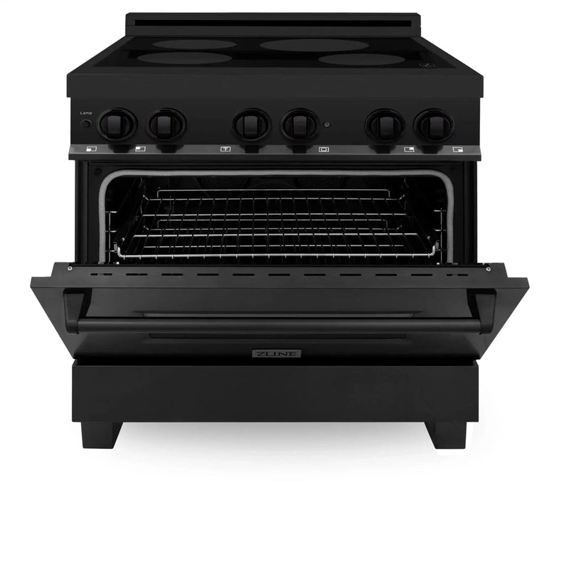 ZLINE Induction Range with a 4 Element Stove and Electric Oven in Black Stainless Steel RAIND-BS-36 by Farmhouse Kitchen and Bath