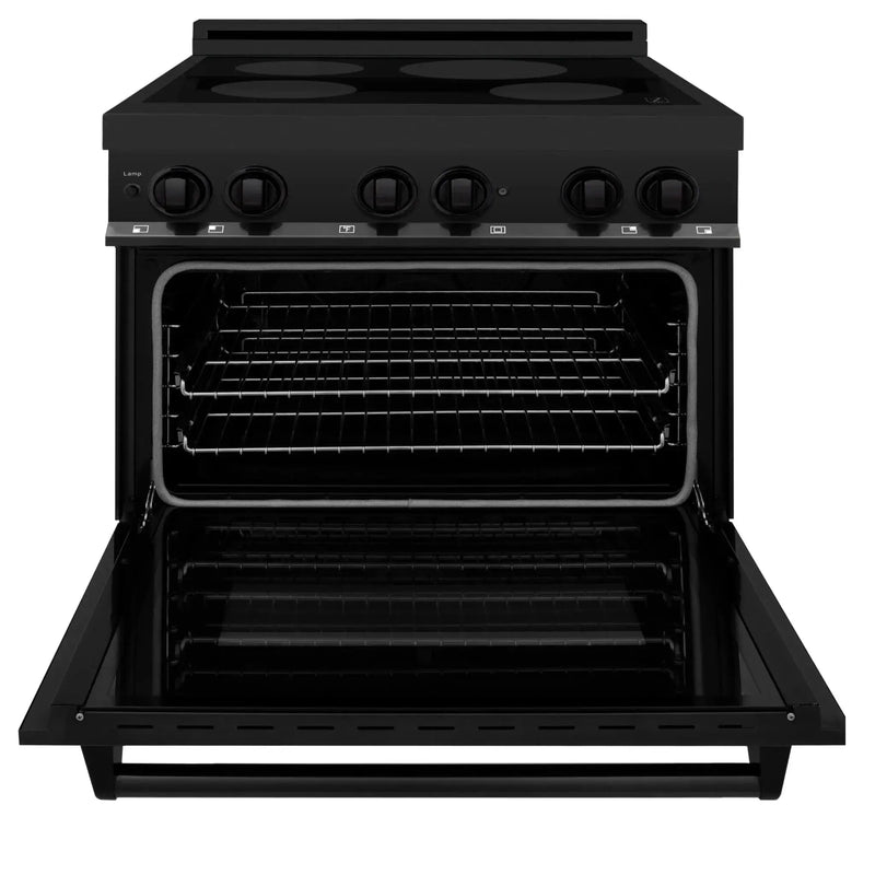 ZLINE Induction Range with a 4 Element Stove and Electric Oven in Black Stainless Steel RAIND-BS-36 by Farmhouse Kitchen and Bath
