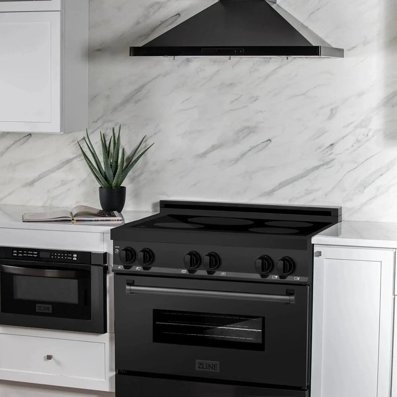 ZLINE Induction Range with a 4 Element Stove and Electric Oven in Black Stainless Steel RAIND-BS-36 by Farmhouse Kitchen and Bath