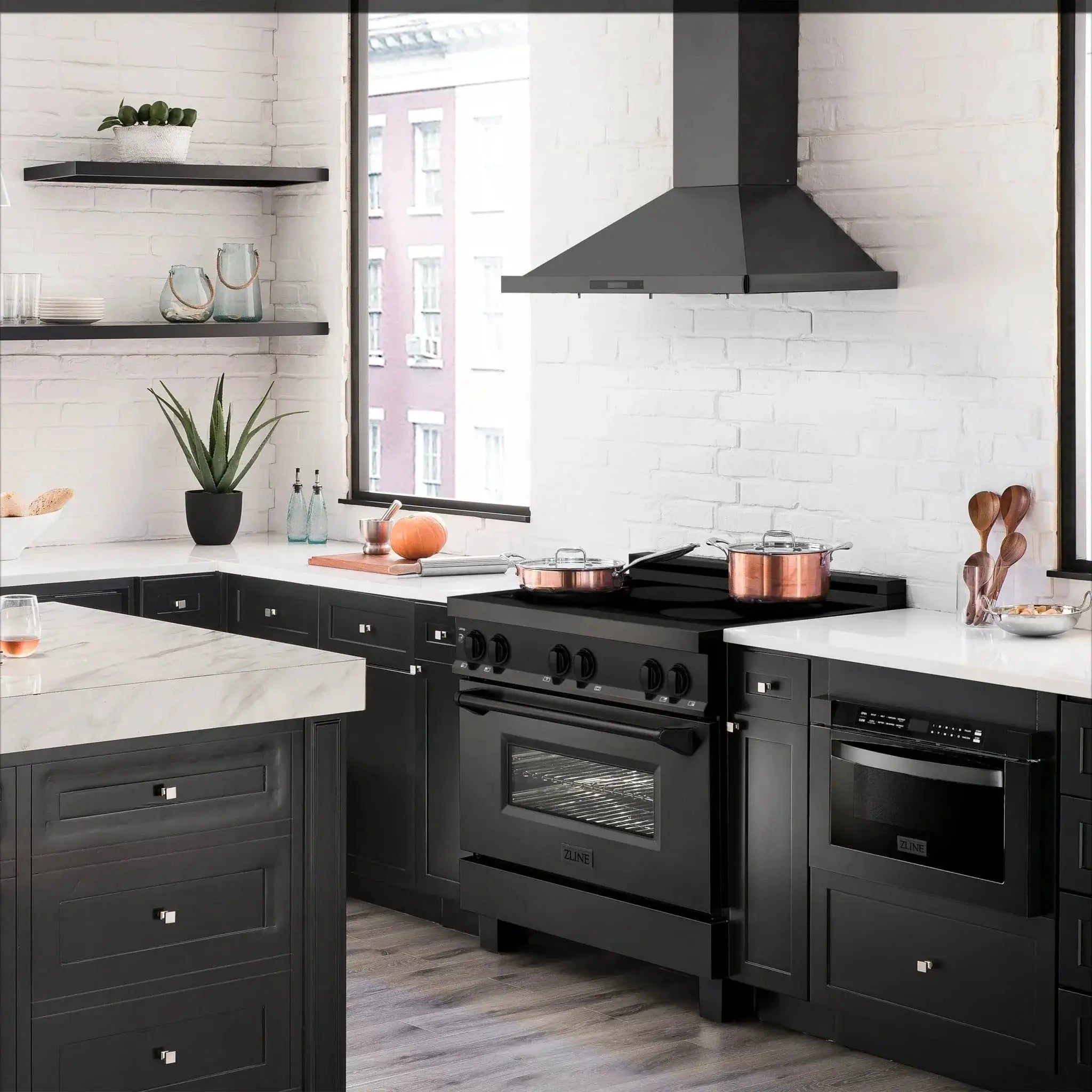 ZLINE Induction Range with a 4 Element Stove and Electric Oven in Black Stainless Steel RAIND-BS-36 by Farmhouse Kitchen and Bath