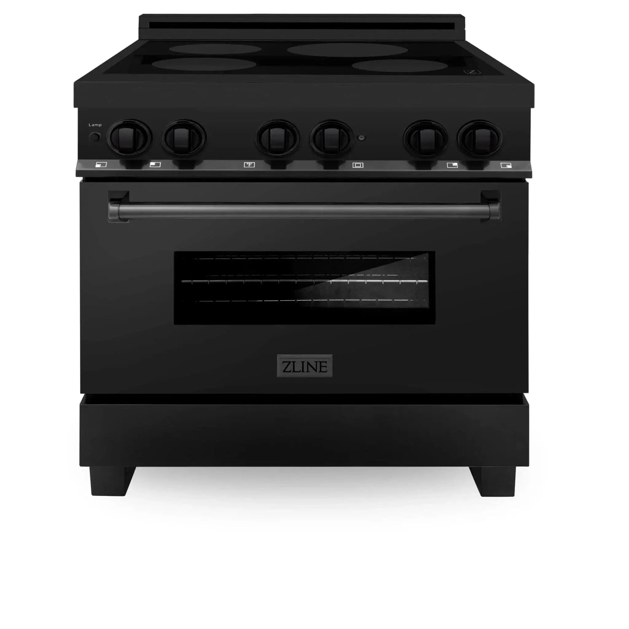 ZLINE Induction Range with a 4 Element Stove and Electric Oven in Black Stainless Steel RAIND-BS-36 by Farmhouse Kitchen and Bath