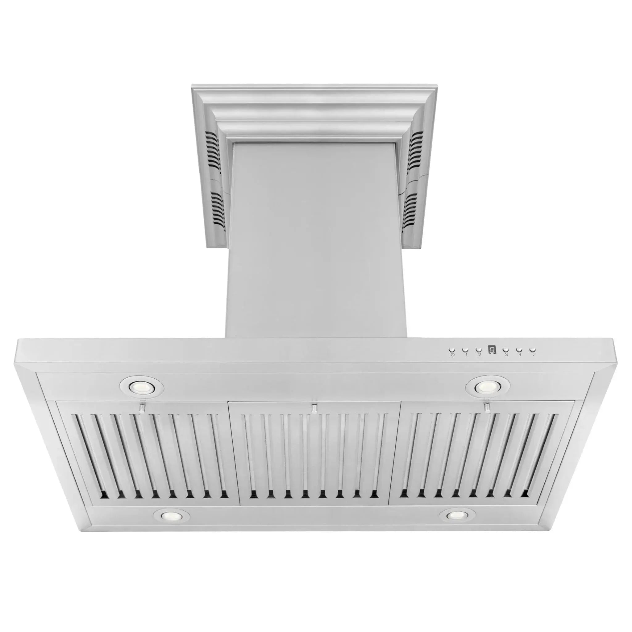 Zline Island Mount Range Hood in Stainless Steel with Built-in ZLINE CrownSound™ Bluetooth Speakers GL2iCRN-BT-36 by Farmhouse Kitchen and Bath
