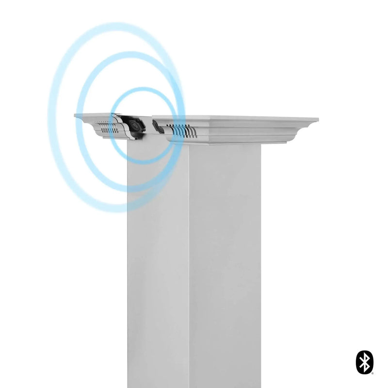 Zline Island Mount Range Hood in Stainless Steel with Built-in ZLINE CrownSound™ Bluetooth Speakers GL2iCRN-BT-48 by Farmhouse Kitchen and Bath