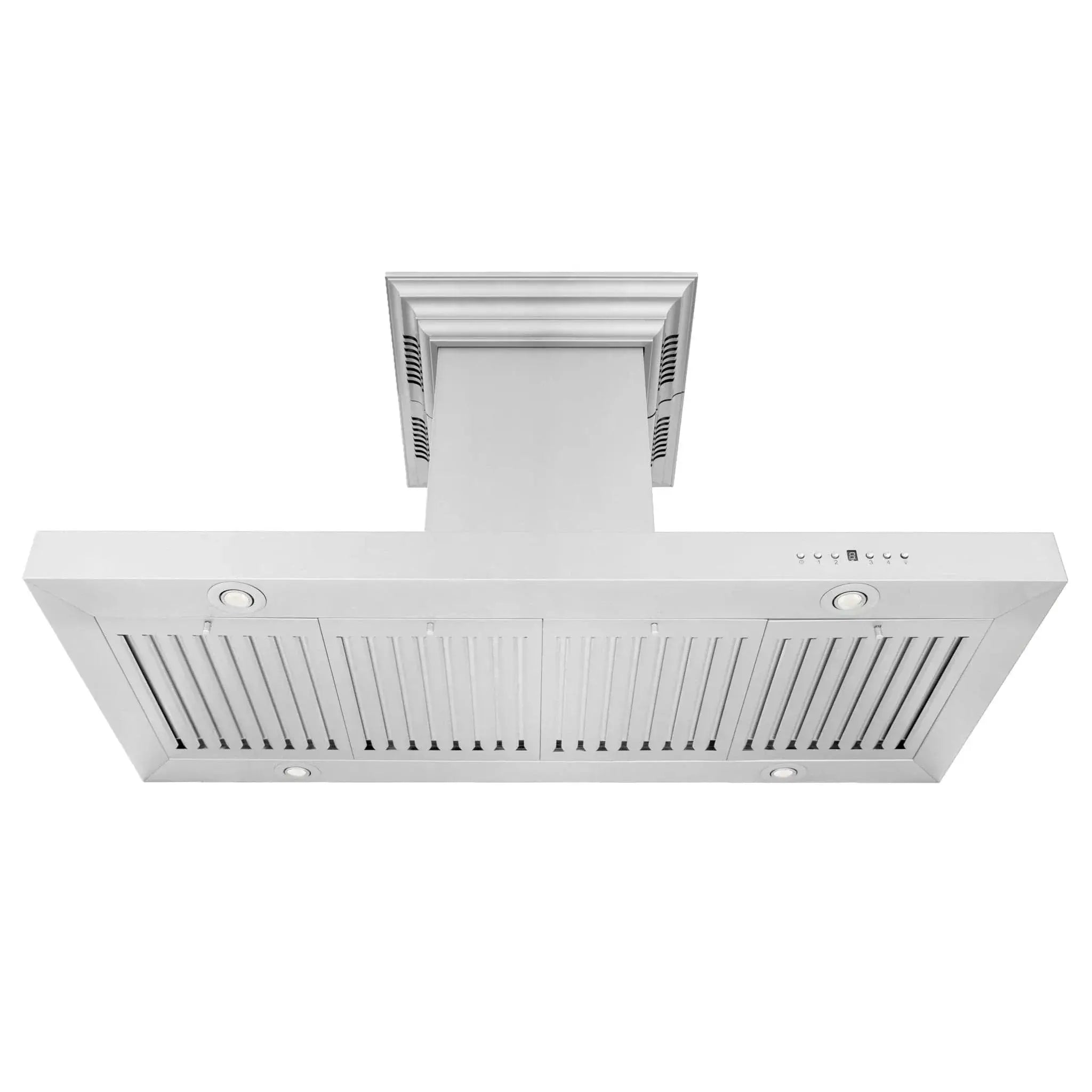 Zline Island Mount Range Hood in Stainless Steel with Built-in ZLINE CrownSound™ Bluetooth Speakers KE2iCRN-BT by Farmhouse Kitchen and Bath