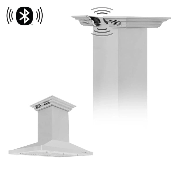 Zline Island Range Hood, Stainless, Bluetooth Speakers GL2iCRN-BT-30