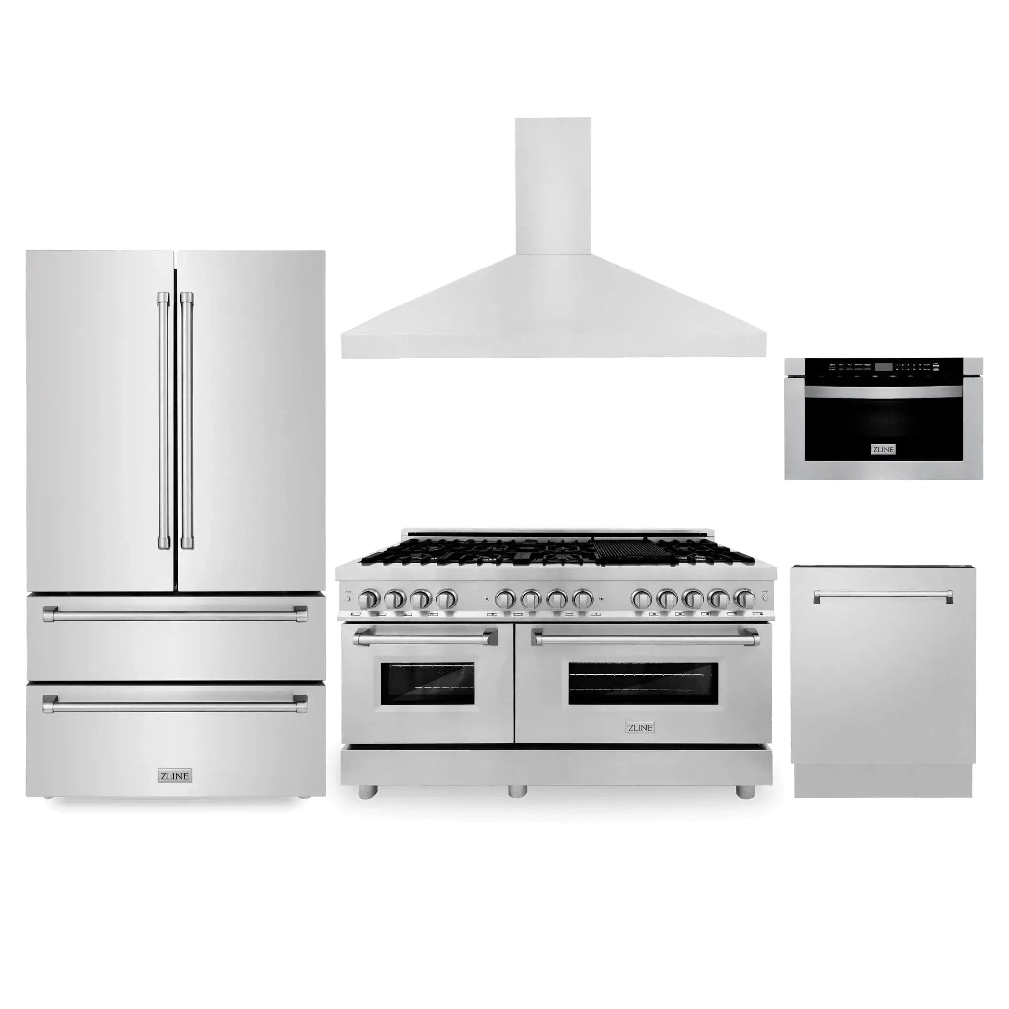 ZLINE Kitchen Package Refrigerator, Range , Range Hood , Microwave, Dishwasher 5KPR-RARH60-MWDWV by Farmhouse Kitchen and Bath