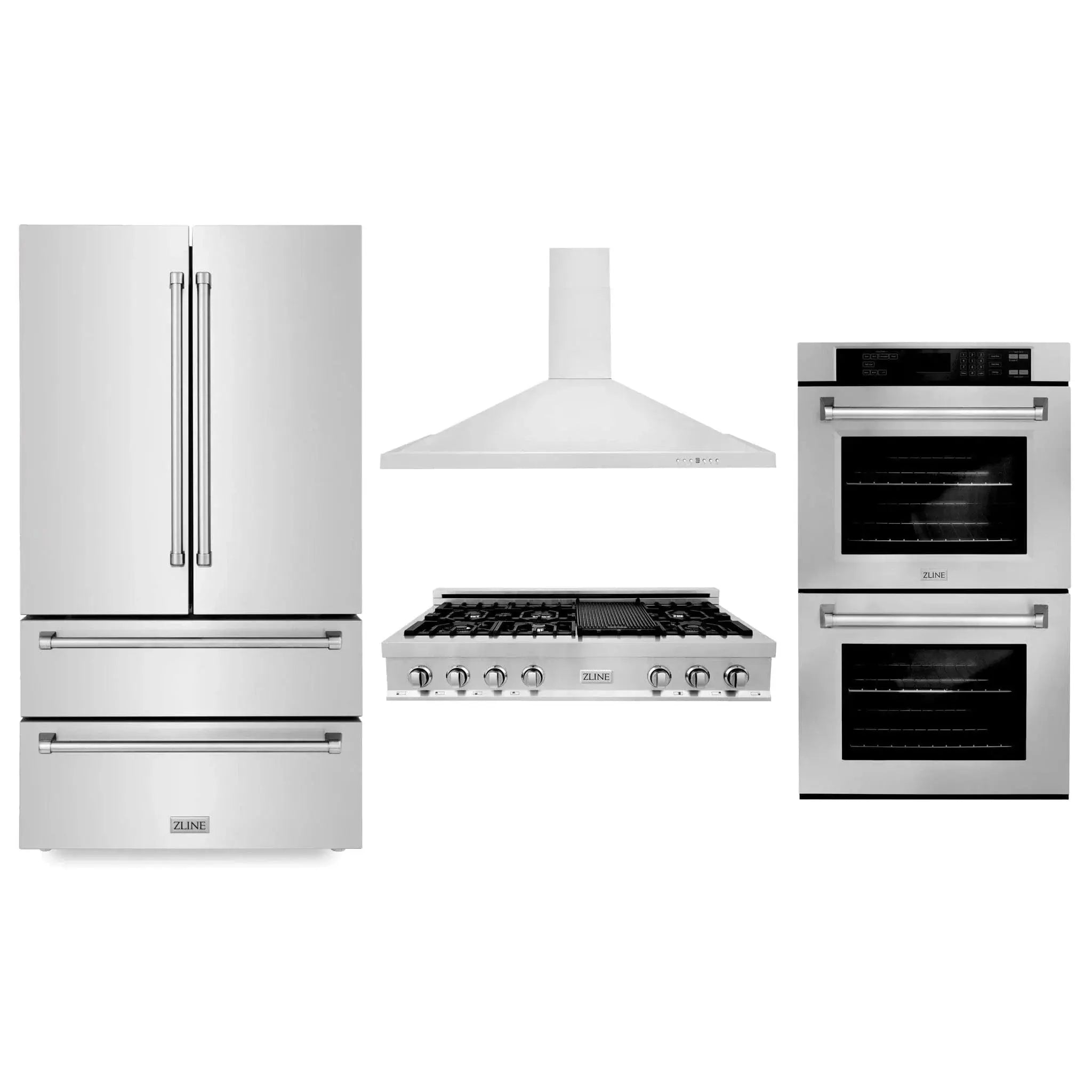ZLINE Kitchen Package Refrigerator, Rangetop, Rangehood, Wall Oven, 4KPR-RTRH48-AWD by Farmhouse Kitchen and Bath