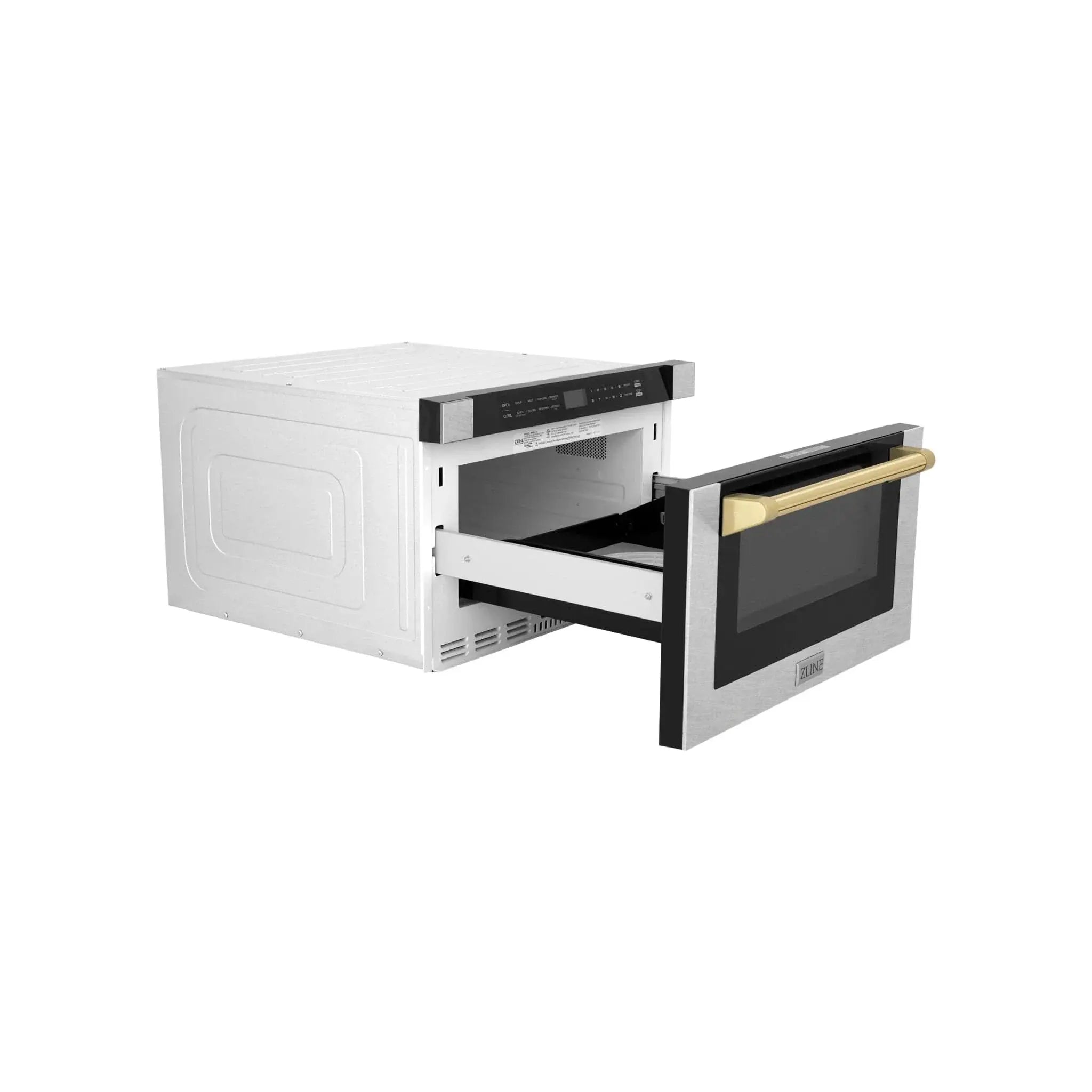 ZLine Microwave Drawer, DuraSnow and Gold MWDZ-1-SS-H-G by Farmhouse Kitchen and Bath