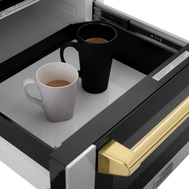 ZLine Microwave Drawer, DuraSnow and Gold MWDZ-1-SS-H-G by Farmhouse Kitchen and Bath