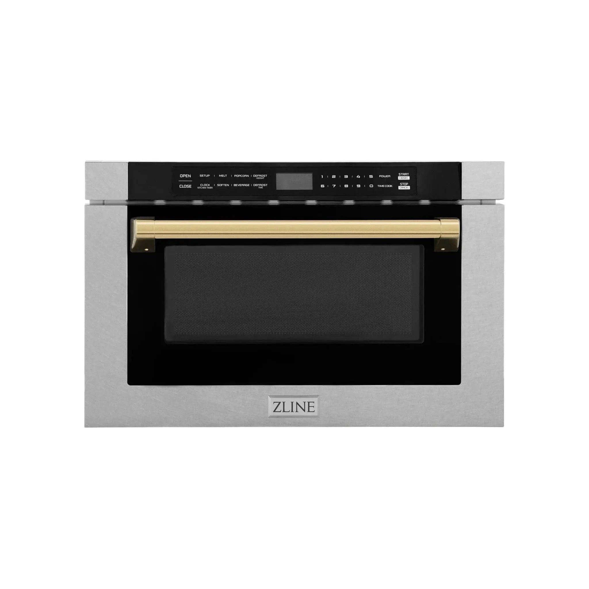 ZLine Microwave Drawer, DuraSnow and Gold MWDZ-1-SS-H-G by Farmhouse Kitchen and Bath