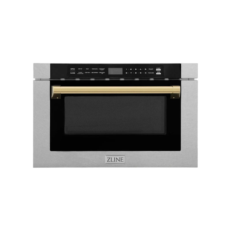 ZLine Microwave Drawer, DuraSnow and Gold MWDZ-1-SS-H-G by Farmhouse Kitchen and Bath