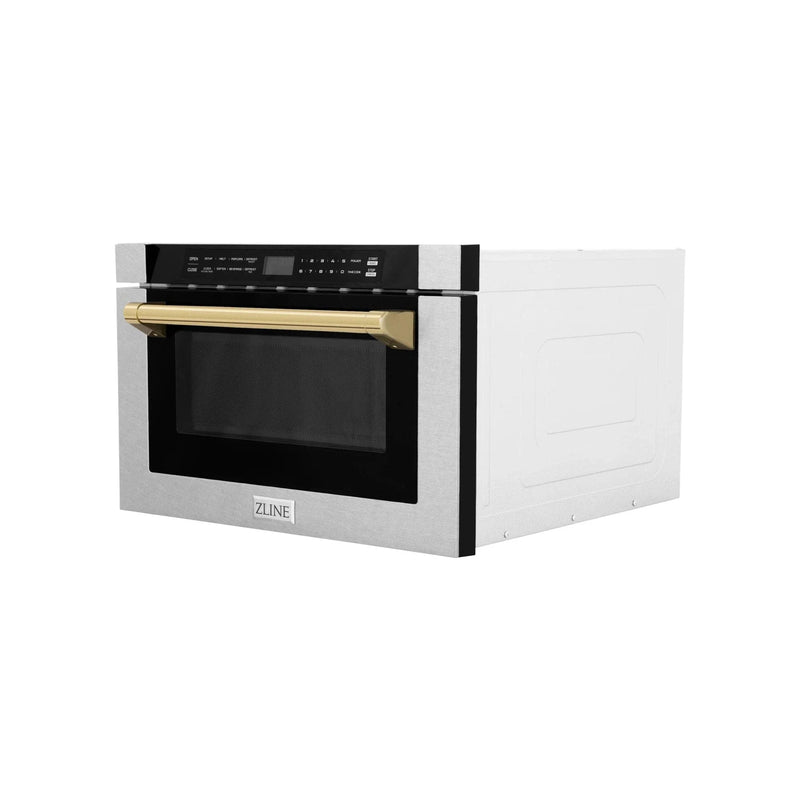 ZLine Microwave Drawer, DuraSnow and Gold MWDZ-1-SS-H-G by Farmhouse Kitchen and Bath