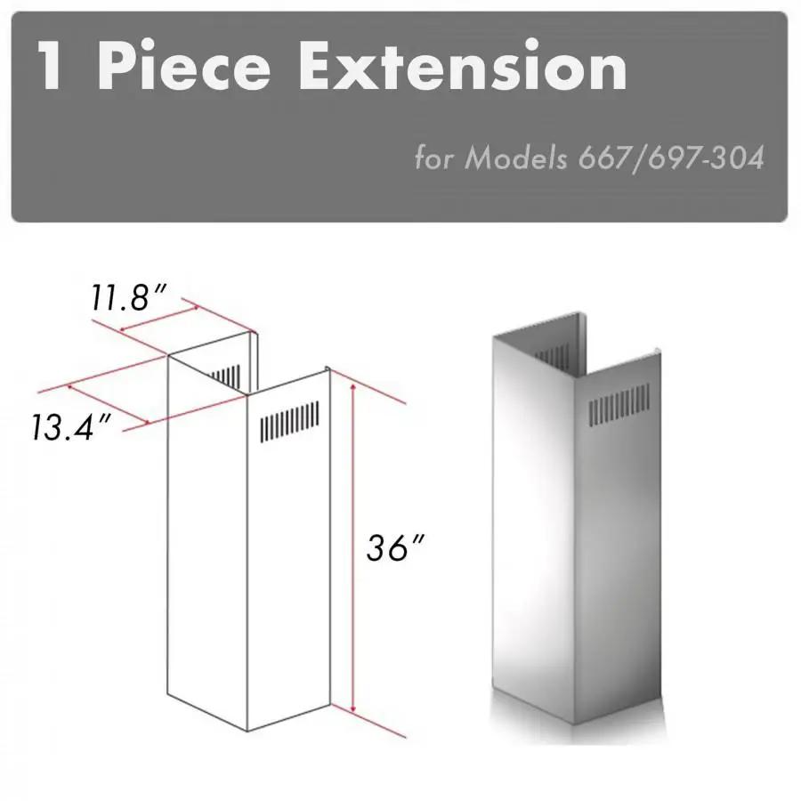 ZLINE Outdoor Chimney Extension, 10ft Ceilings, 1PCEXT-667/697-304 by Farmhouse Kitchen and Bath