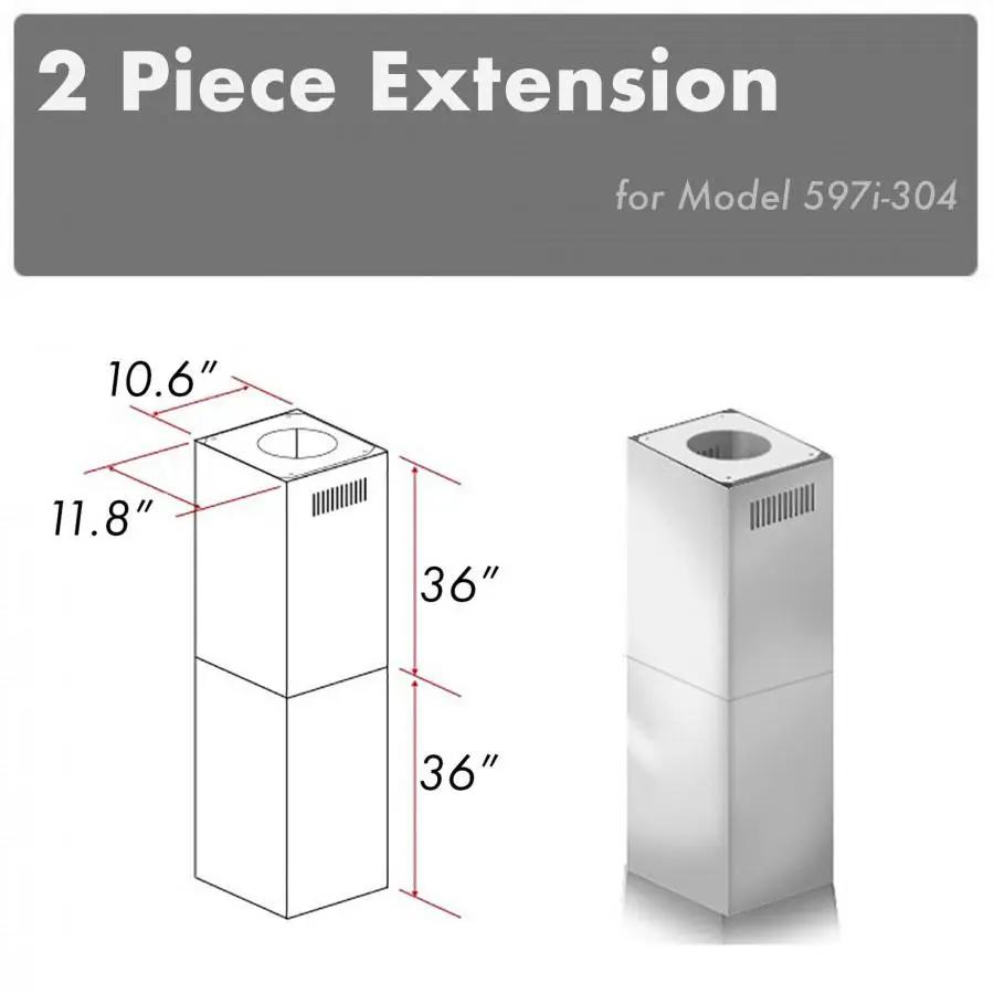 ZLINE Outdoor Chimney Extension for 10'-12' Ceiling, 2PCEXT-597i-304 by Farmhouse Kitchen and Bath