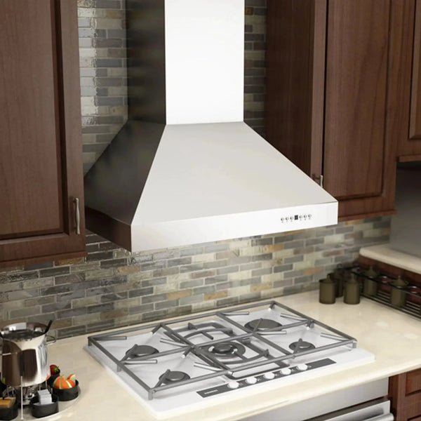 ZLINE Professional Convertible Vent Wall Mount Range Hood in Stainless Steel with Crown Molding 667CRN-36, photo 2 of 10