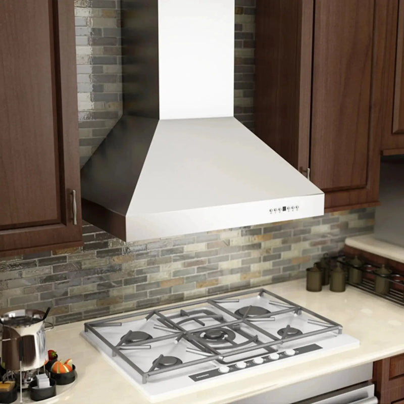 ZLINE Professional Convertible Vent Wall Mount Range Hood in Stainless Steel with Crown Molding 667CRN-36 by Farmhouse Kitchen and Bath