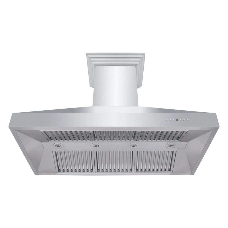 ZLINE Professional Convertible Vent Wall Mount Range Hood in Stainless Steel with Crown Molding 667CRN-42 by Farmhouse Kitchen and Bath