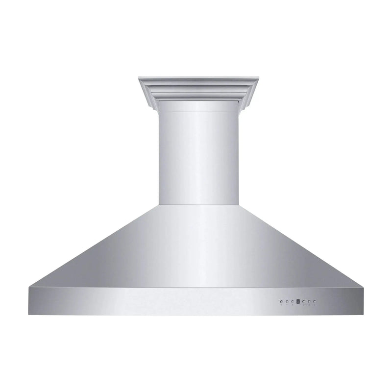 ZLINE Professional Convertible Vent Wall Mount Range Hood in Stainless Steel with Crown Molding 667CRN-42 by Farmhouse Kitchen and Bath